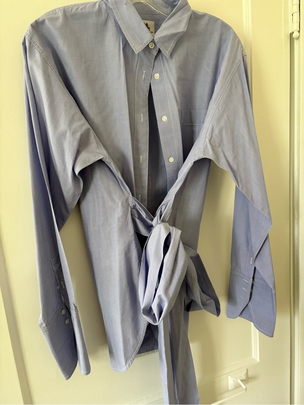 J.Crew Thomas Mason Tie-Waist Button-Up Shirt Blue Size 14 J8631 - Picture 3 of 12